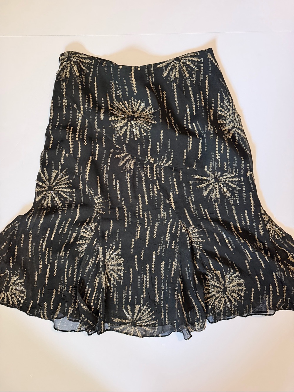 Alfani Black & Gold Sparkle Flare Silk Skirt with sequin detail 6